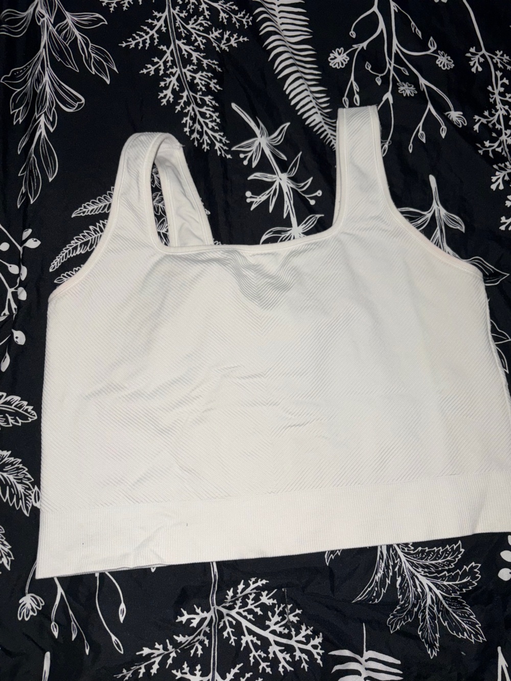 all in motion White Ribbed Square-Neck Tank